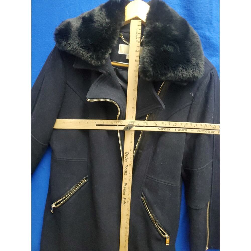 Michael Kors Jacket Women's L Black Wool Blend Coat Zip Up Pockets - Picture 6 of 16